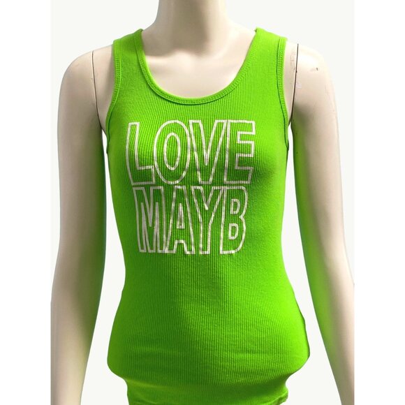 CCC Lime Green Cotton Tank Top Love MayB Size Medium - Picture 1 of 8